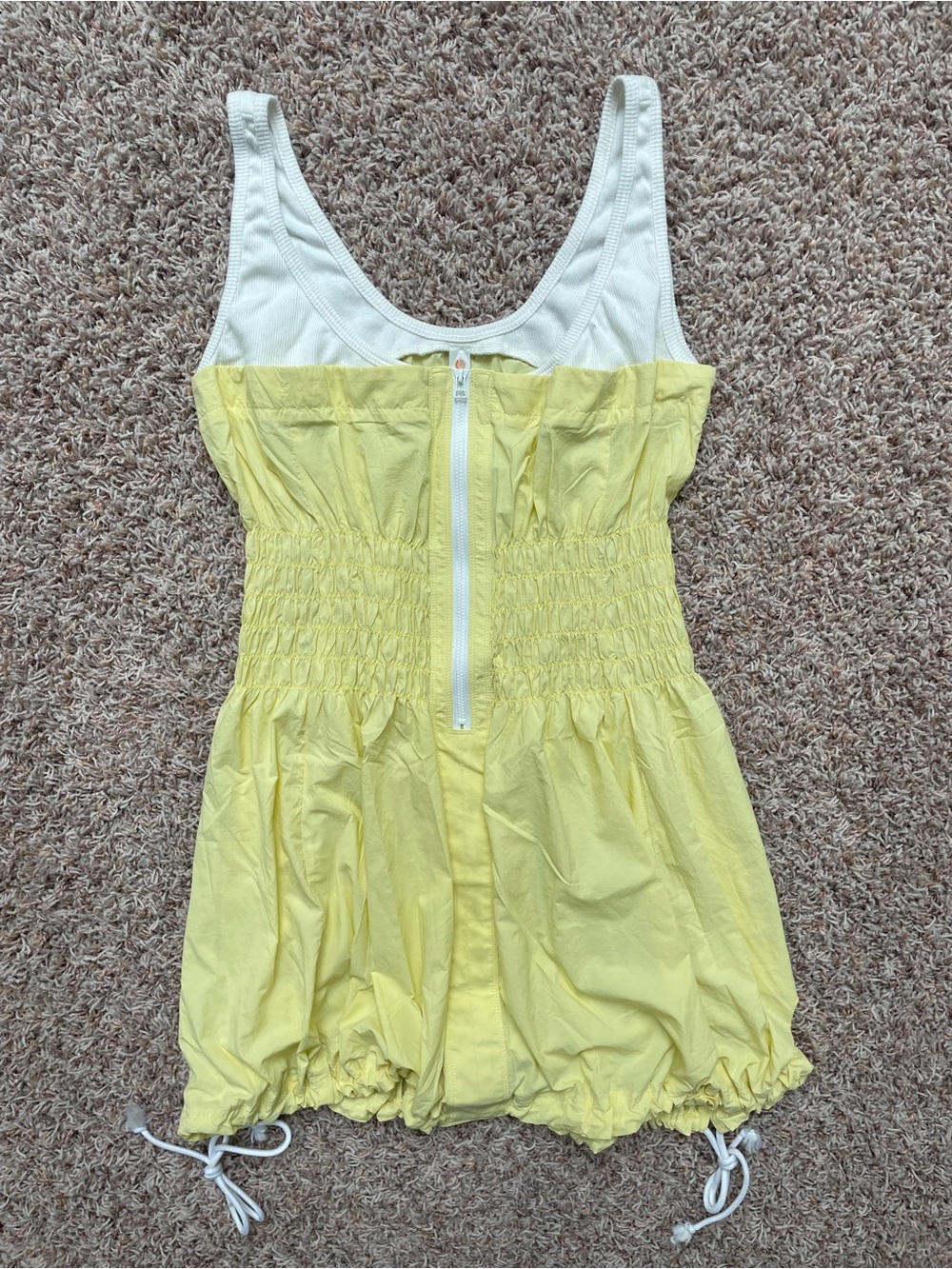 Anthropology Daily Practice Yellow White Zip Front Active Dress Women Size L